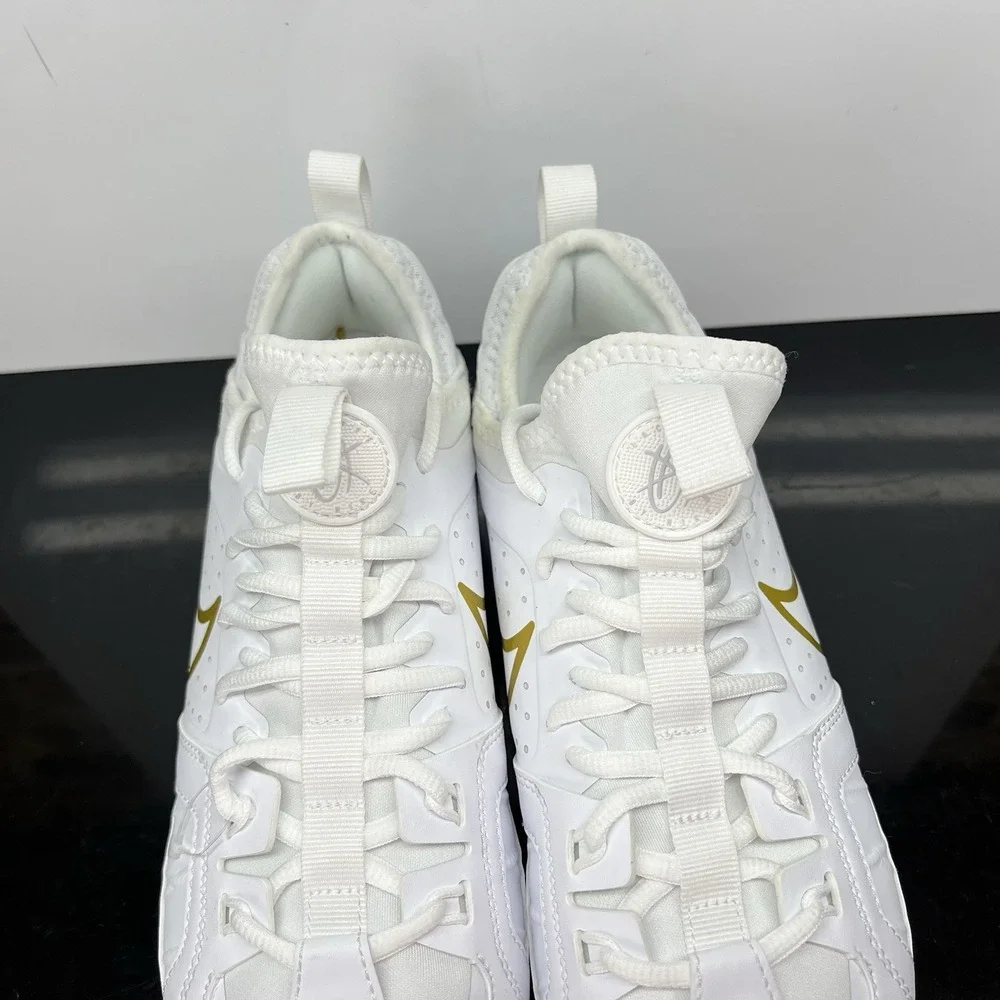 Nike Huarache 9 LAX SAMPLE White Gold Lacrosse Cleats FD0090-100 Men Size 8